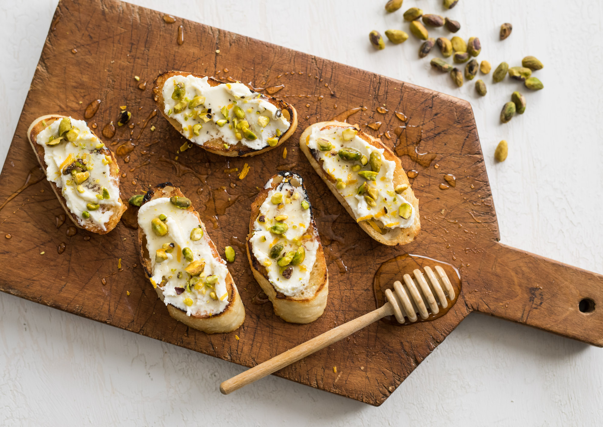 Fresh Ricotta Toast with Honey and Pistachios La Brea Bakery
